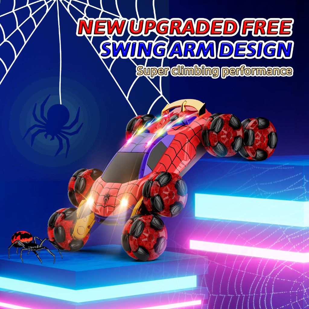 Terucle 8WD Remote Control Car, 2.4Ghz RC Cars with Spray & Cool Light, Drift Climbing Car,