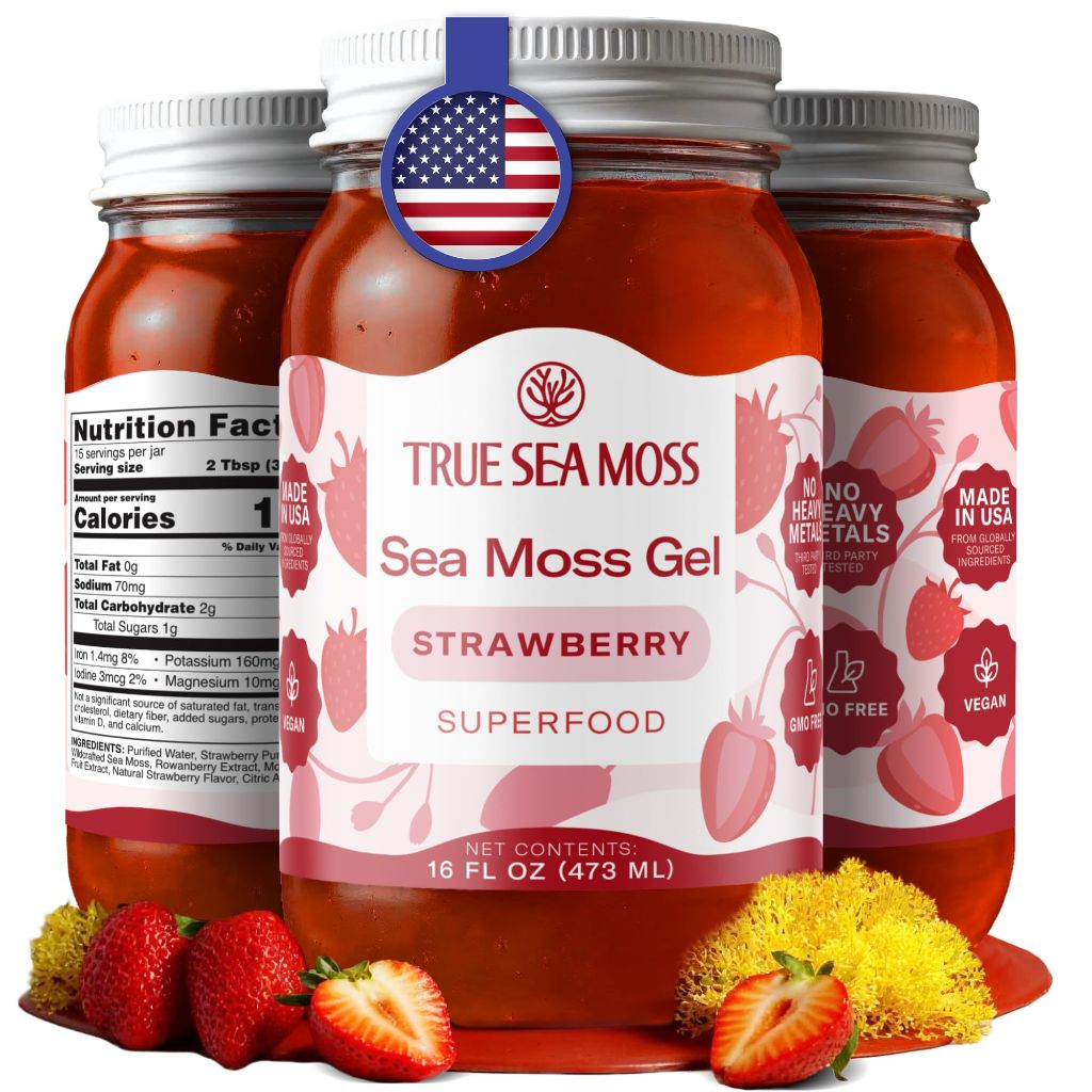 TrueSeaMoss Wildcrafted Sea Moss Gel - Strawberry, 16 fl. oz.