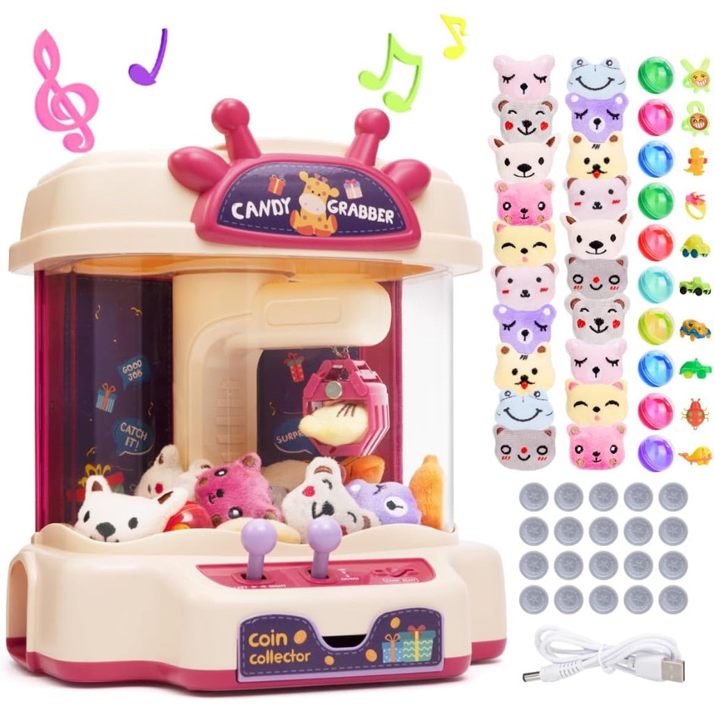 Meland Mini Claw Machine with Mini Plush Toys and Capsules, Ages 3+