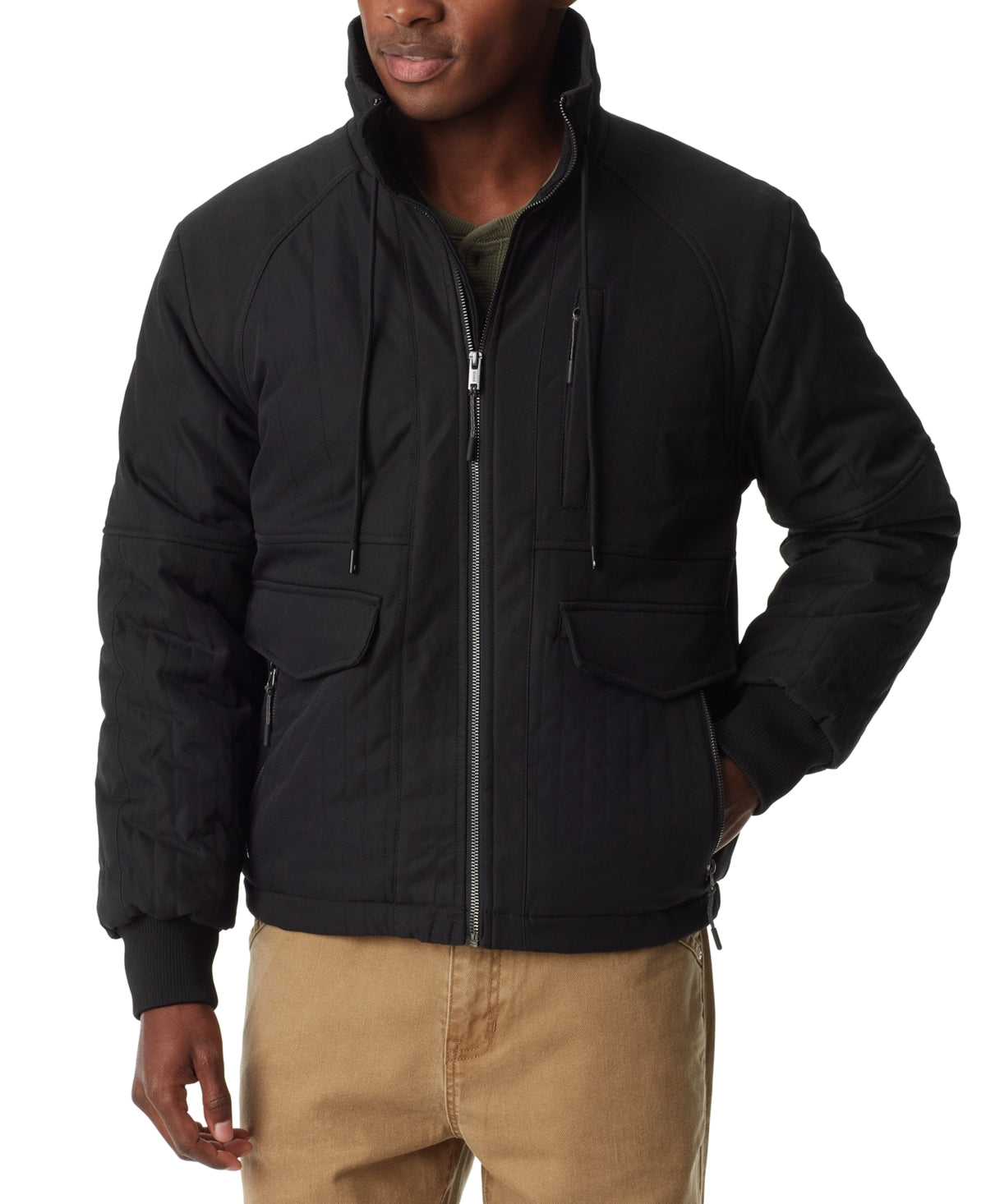 Bass Outdoor Men's Quilted Bomber Jacket - Caviar - S