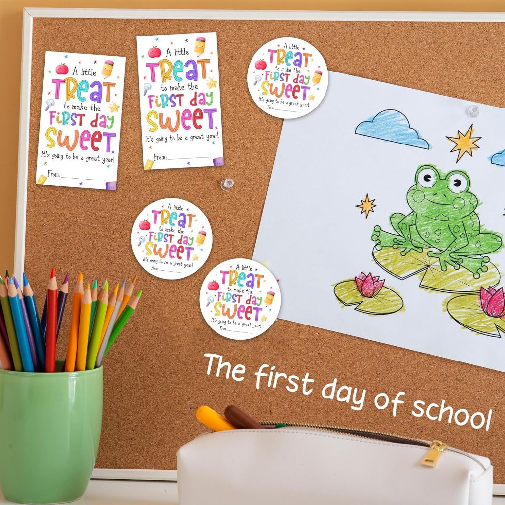 First Day of School Stickers - 40 Pcs Fill-in Sticker Labels with 2 Styles - A Little Treat to Make Your First Day Sweet - Back to School Letters Envelopes Cards Seal Boxes Gifts Stickers - A04