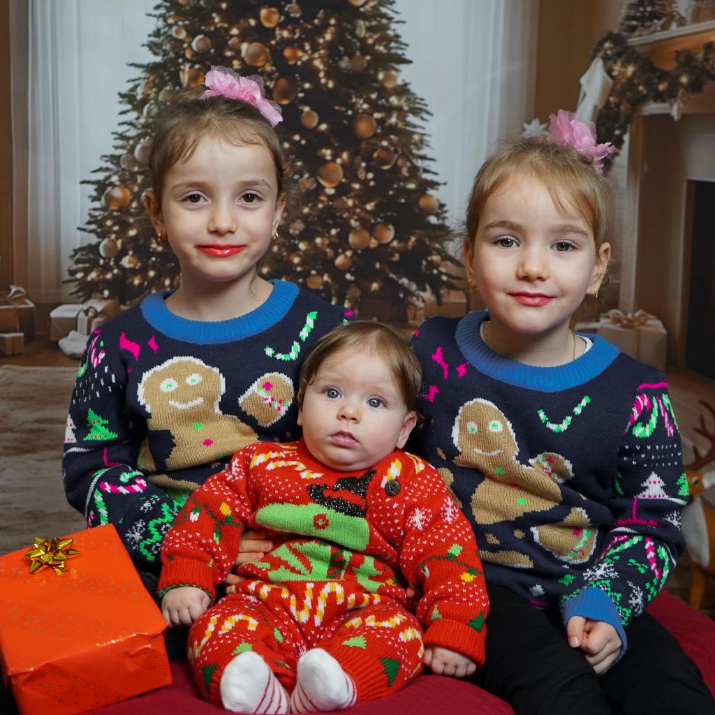 Simplee kids Ugly Christmas Sweater Family Matching Outfits for Men Women Knitted Pullover Blue