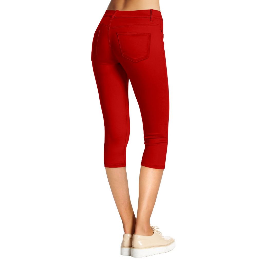 Hybrid & Company Women's Ultra Stretch Mid Rise Skinny Capri Pants with Pockets Q44876X NW RED 2X