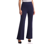 Rekucci Women's Secret Figure High Waist Knit Pull-On Flared Pant (8 Short, Navy)