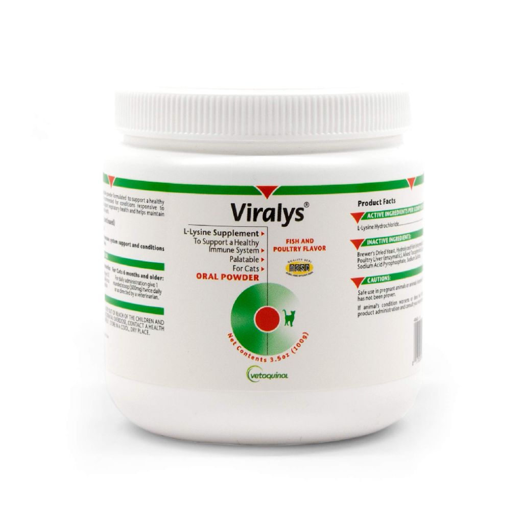 Vetoquinol Viralys Daily L-Lysine Powder for Cats and Kittens, Fish Flavored Lysine  Health, 100gm