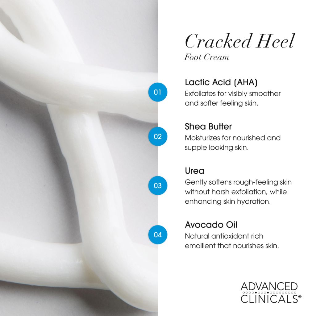 Advanced Clinicals Cracked Heel Foot Cream Skin Care Moisturizer Lotion For Feet W/Shea Butter | 8 Fl Oz