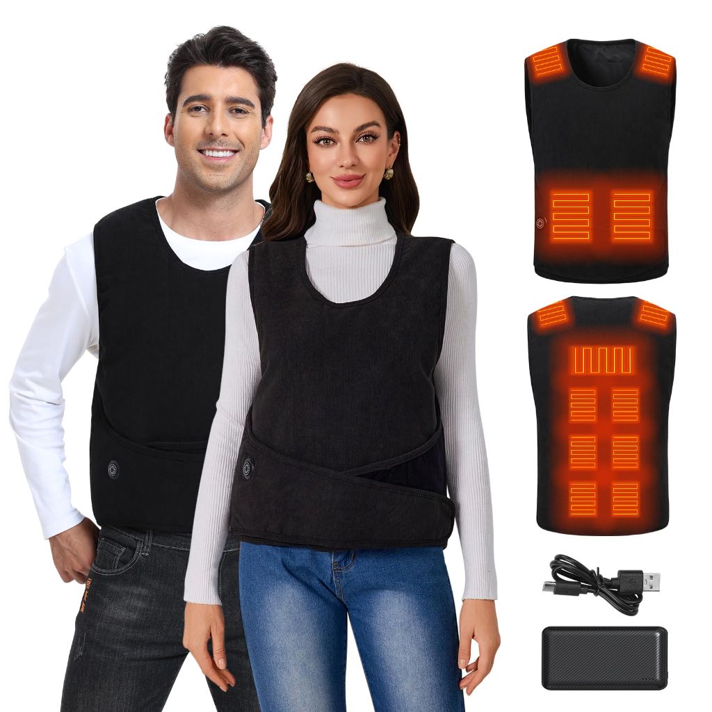 CHANGEOWN Adjustable Heated Vest for Women and Men Lined with 11 Heating Zones,