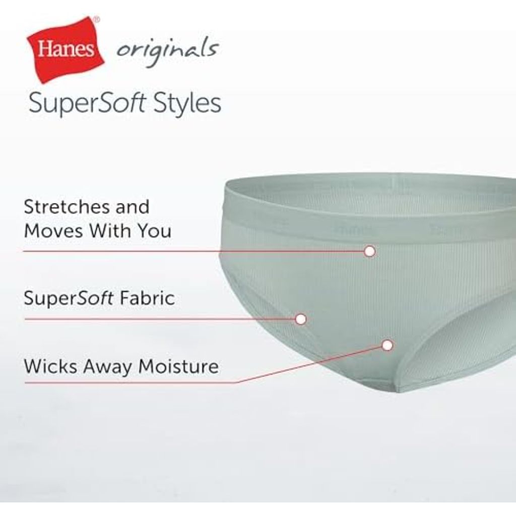 Hanes Girl's Originals Supersoft Bikini Underwear - Size 12 (6 Pair)