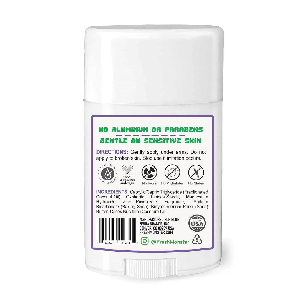 Fresh Monster Natural Deodorant for Kids & Teens| Aluminum-Free, Beach Gummy Burst Scent I 1.76 oz