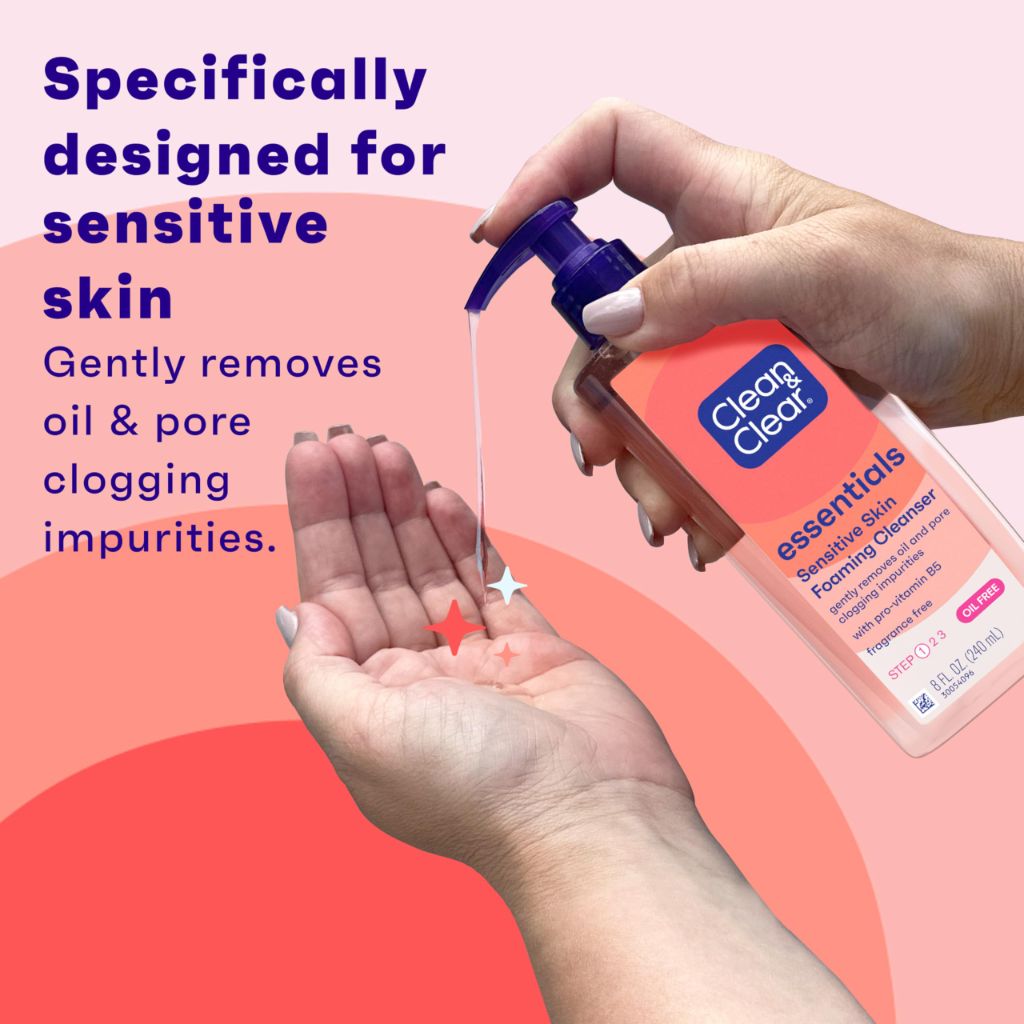 Clean & Clear Essentials Oil-Free Foaming Facial Cleanser, Fragrance-Free, 8 fl oz
