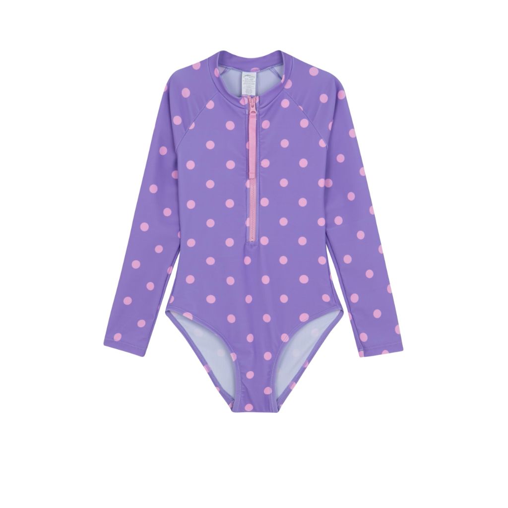 SZ 2-3Y Gottex Kids Long Sleeve Zip Front One Piece Swimsuit Chlorine Fade Resistant and Built-in UPF UV Protection