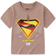 WARNER BROS Superman Boys Short Sleeve T-Shirt for Big Kids Brown