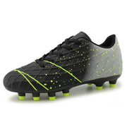Tobfis Kids Outdoor Firm Ground Soccer Cleats for Training and Competition, Black PU, 11 M US