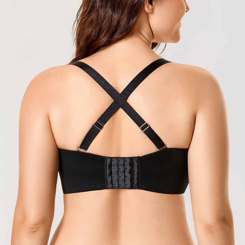 SZ 42B, DELIMIRA Women's Strapless Bra Silicone-Free Minimizer Bandeau Plus Size Unlined