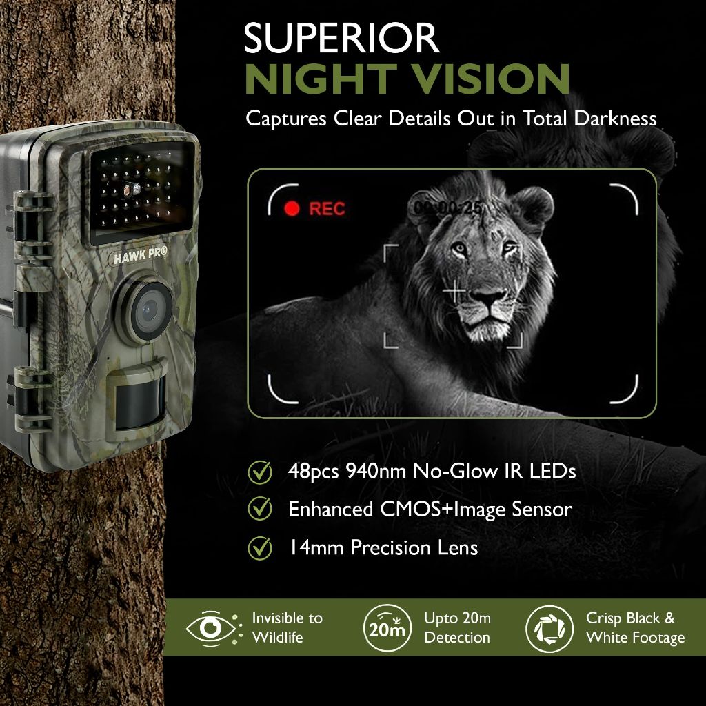 HAWKPRO DL-002 Trail Camera (Non-Cellular) - 60MP Game Camera with Night Vision