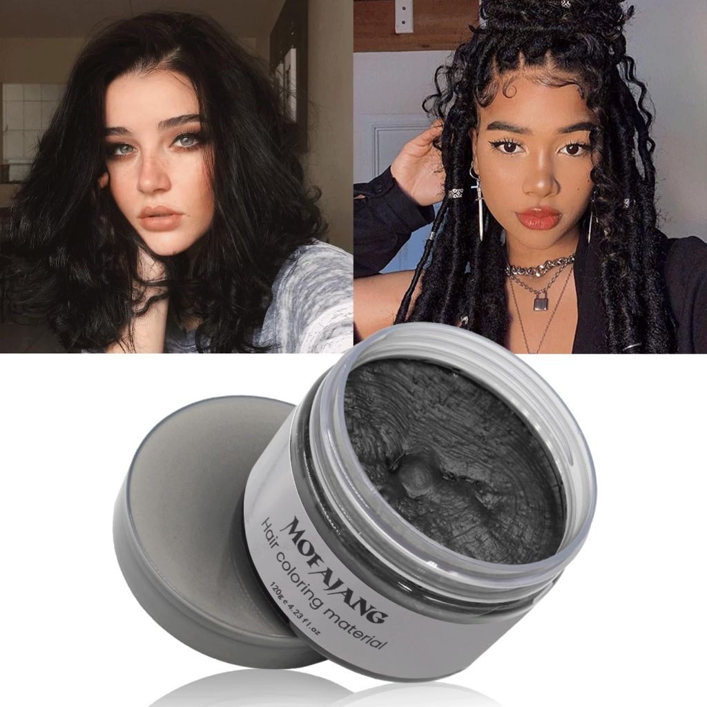 ZENTANMEI Temporary Hair Color Wax Hair Coloring Styling Wax Colored 4.23.Oz Long-Lasting Definition Hairstyle Cream (Black)