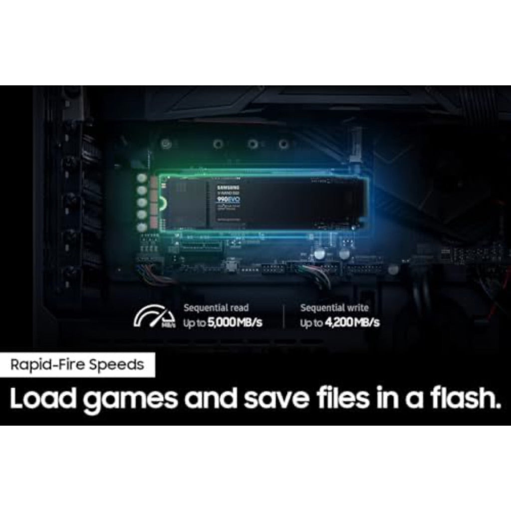 Samsung 990 EVO 1TB SSD, PCIe Gen 4x4, Gen 5x2, 5,000MB/s, MZ-V9E1T0B/AM, Black *Damaged Box*