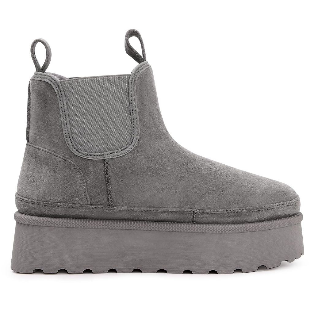 Goldnut Platform Chelsea Ankle Boots for Women - Winter Gray, Size 6