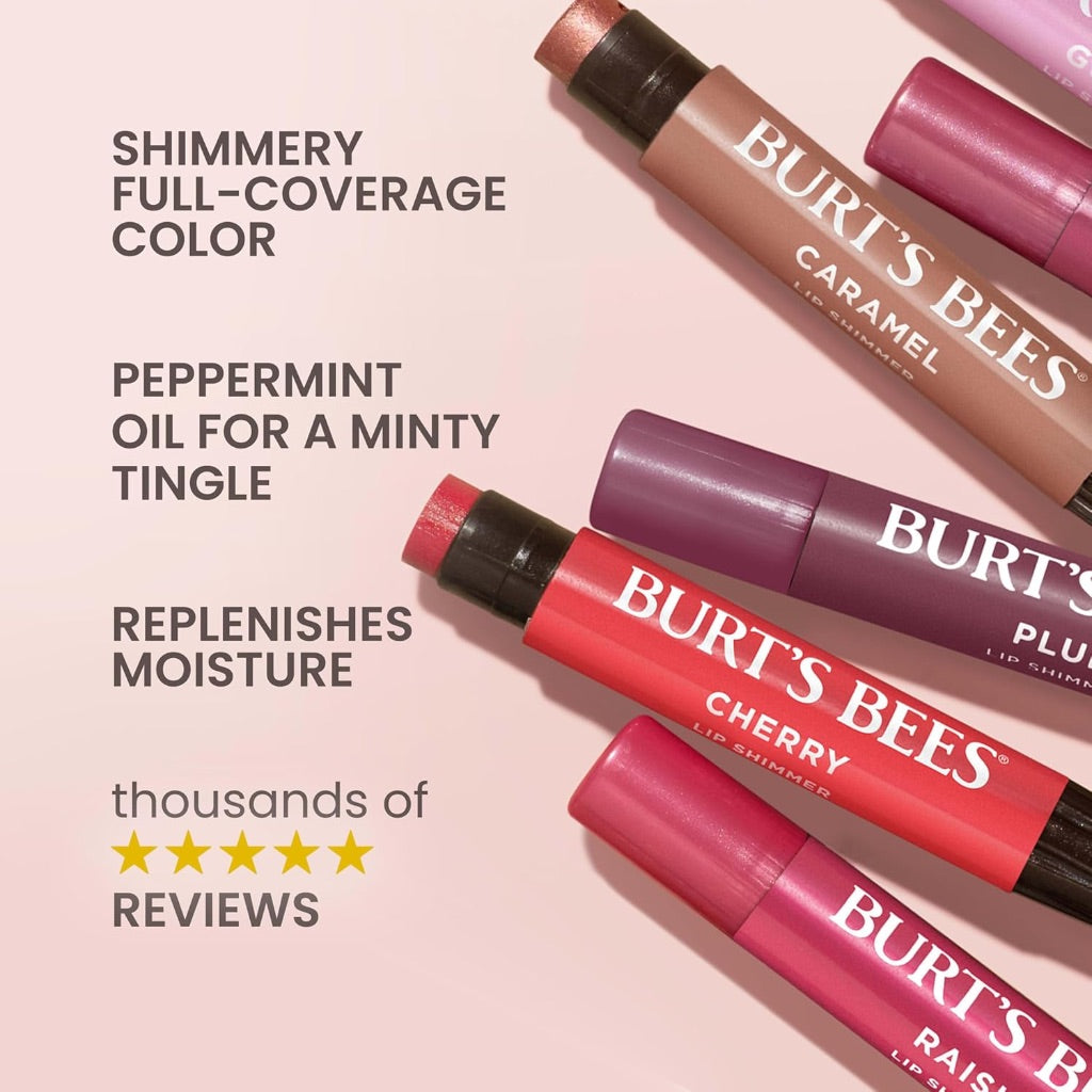 Burt's Bees Tinted Lip Balm Sticks, Lip Shimmer Pink Collection, 3 Tubes, 0.09 Oz
