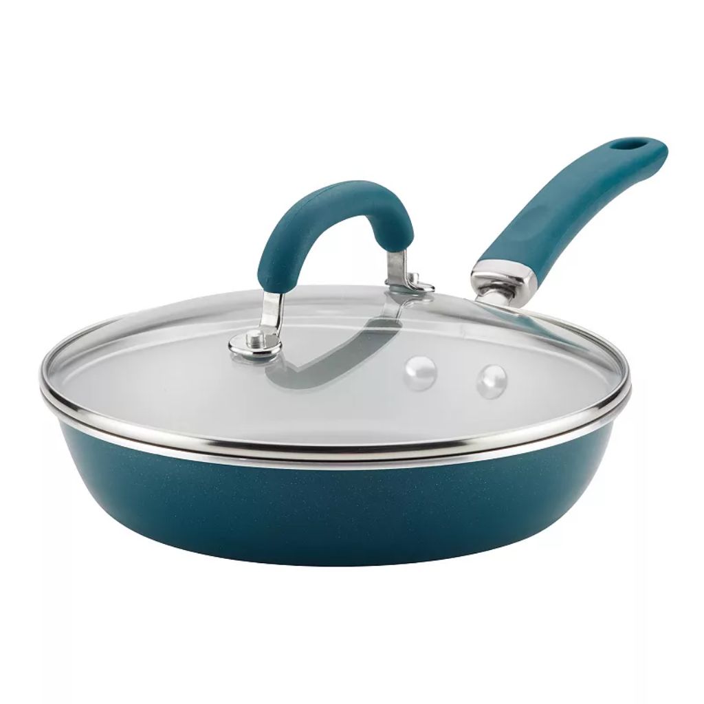 Rachael Ray Create Delicious 9.5" Aluminum Nonstick Deep Skillet with Lid Teal