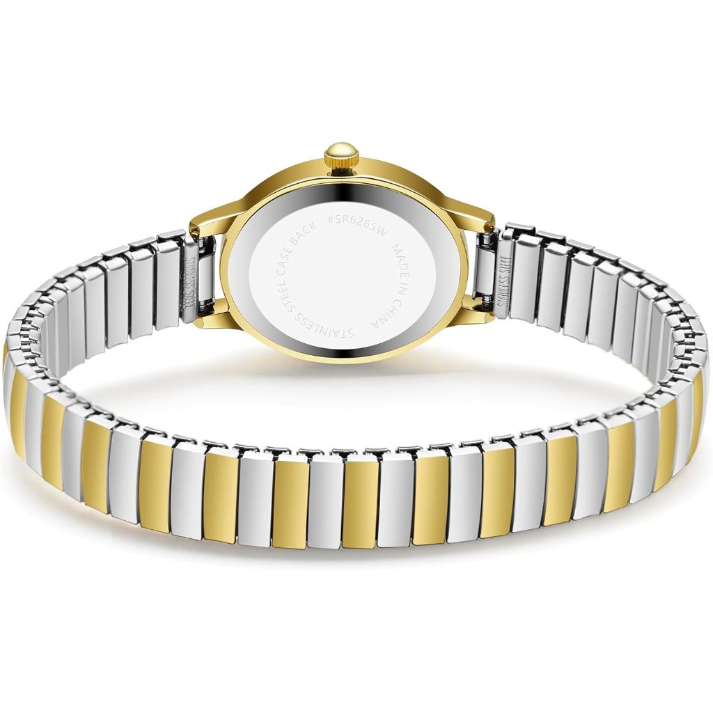 TWOPTION Gold Watches for Women, Analog Watch with Alloy Steel Expansion Band