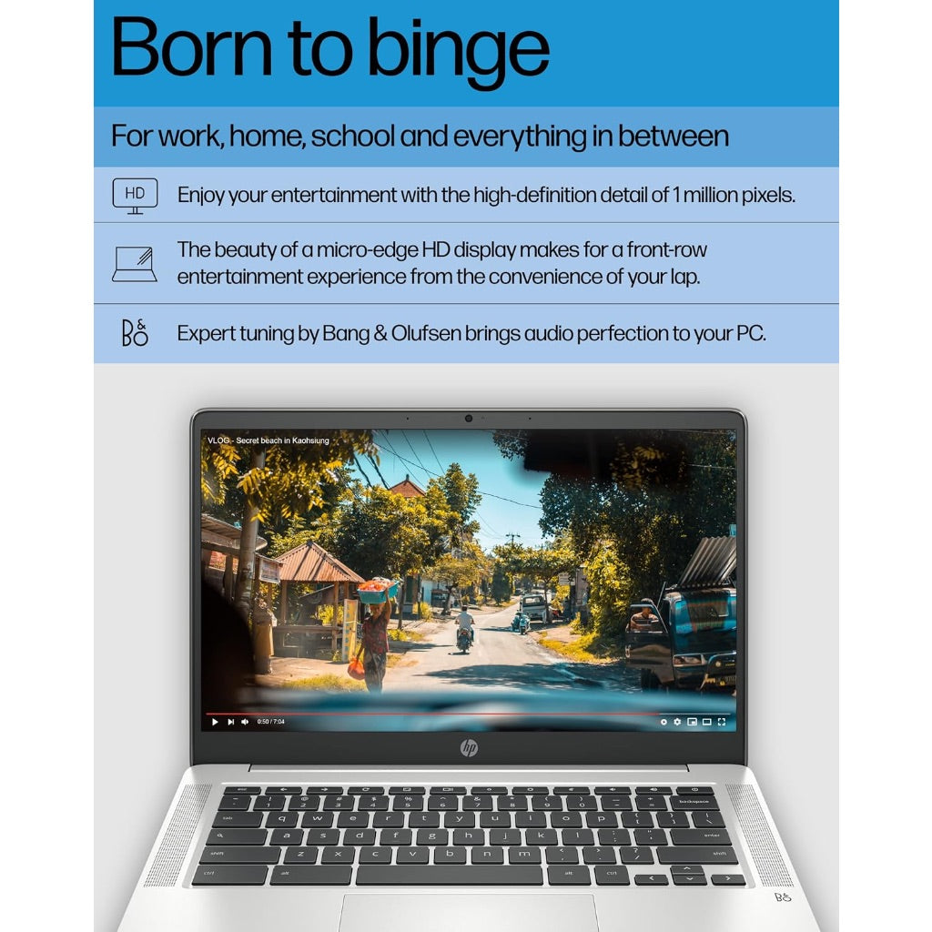 HP Chromebook 14 Laptop, Intel Celeron N4120, 4 GB RAM, 64 GB eMMC, 14" HD Display, Chrome OS, Thin Design, 4K Graphics, Long Battery Life, Ash Gray Keyboard (14a-na0226nr, 2022, Mineral Silver)