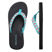 MEGNYA Women's Comfortable Arch Support Flip Flop Sandals, Mint Black Size 6