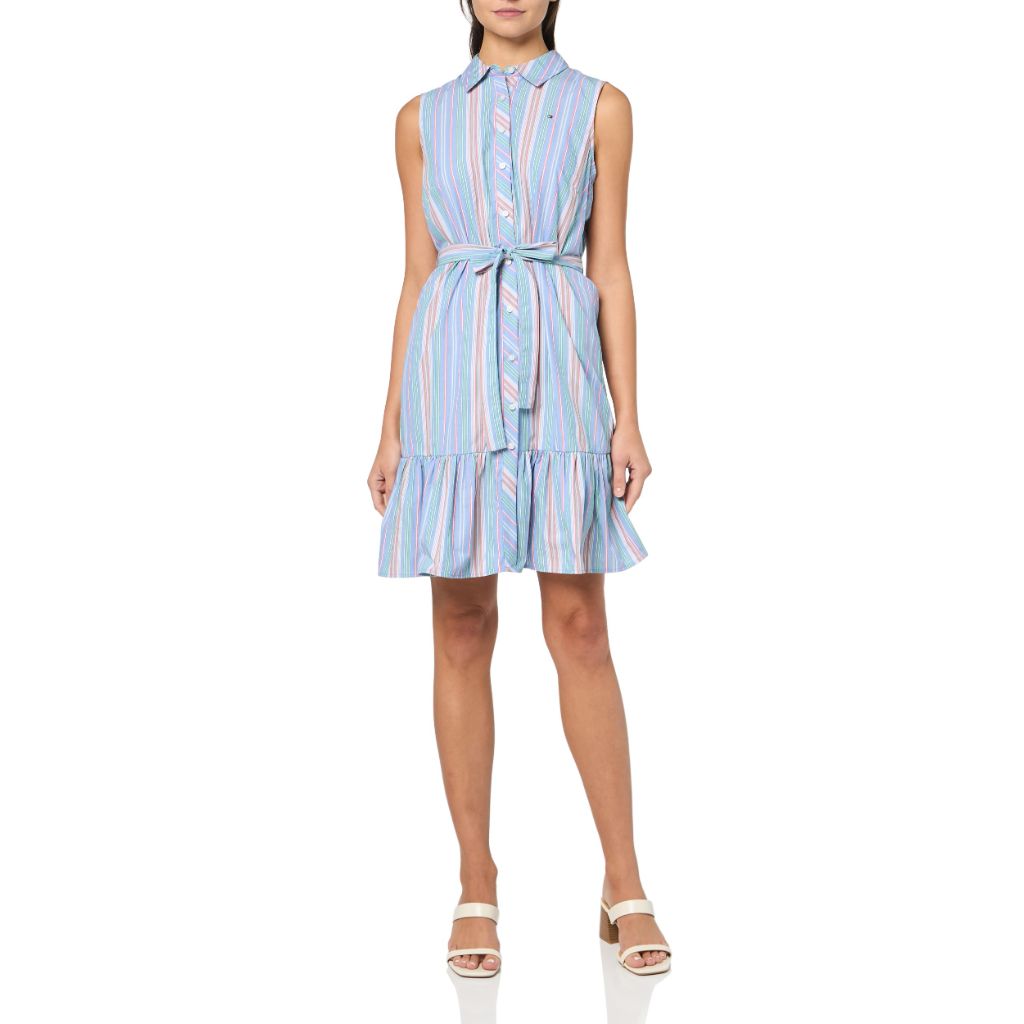 Tommy Hilfiger Shirt Dress, French Blue Multi, SZ 14