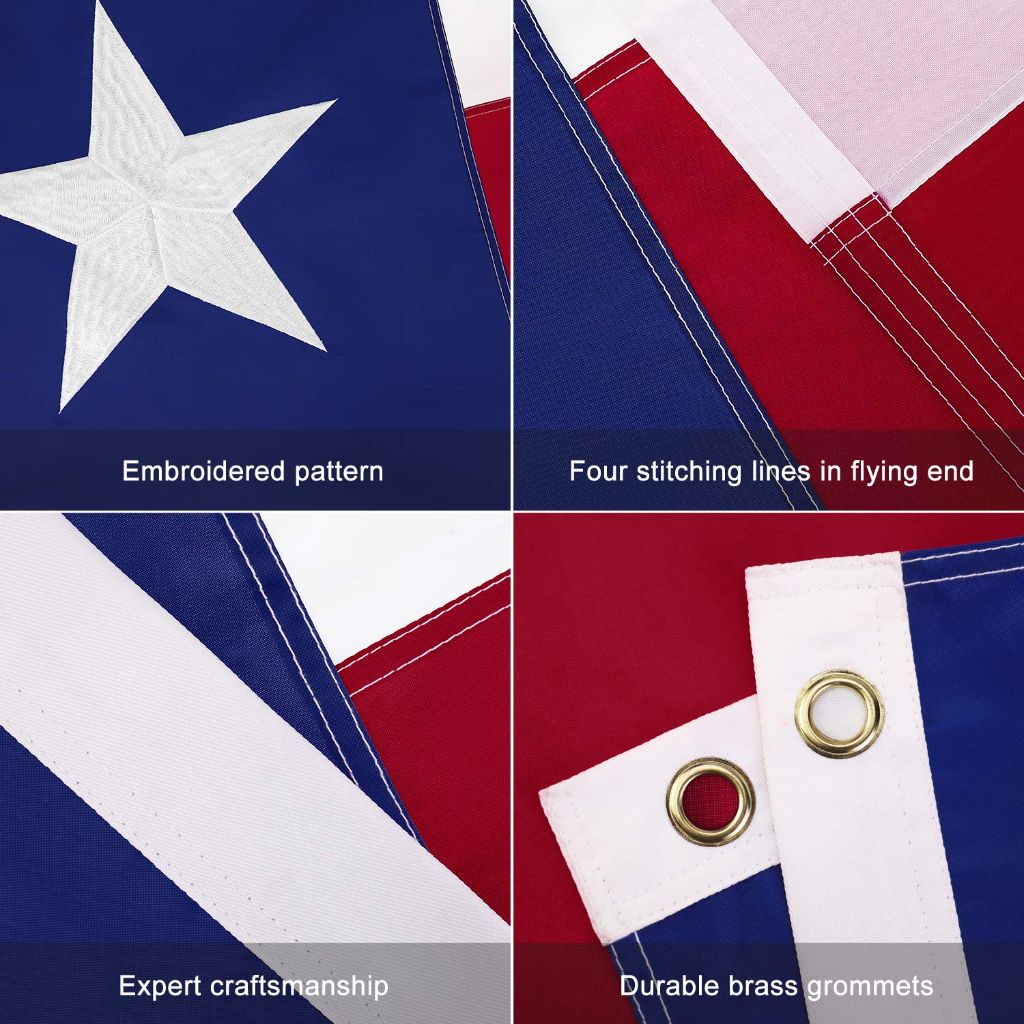 FLAGBURG 3x5 ft Texas State Flag - Heavy Duty Nylon Outdoor Flag with Embroidered Stars
