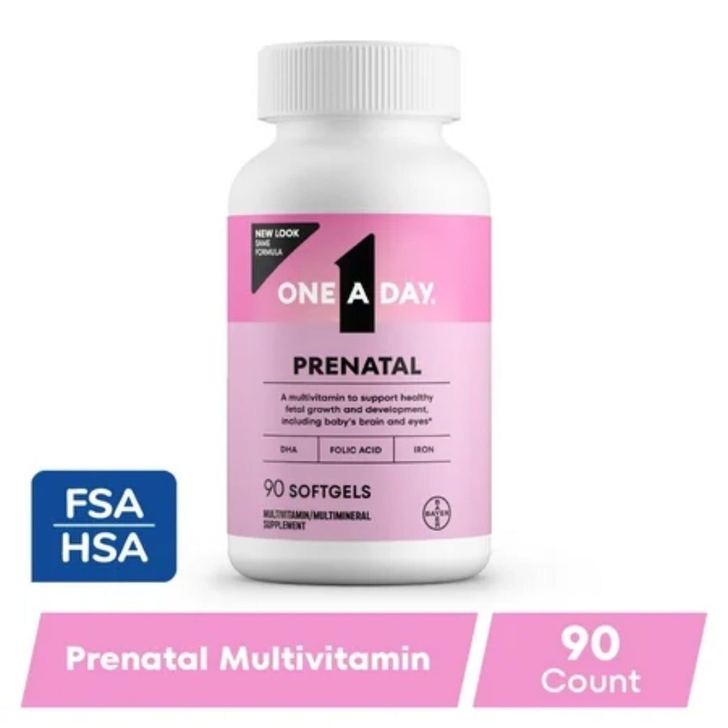One A Day Prenatal Vitamins  Folic Acid  Iron  Omega 3 (DHA)   90 Count