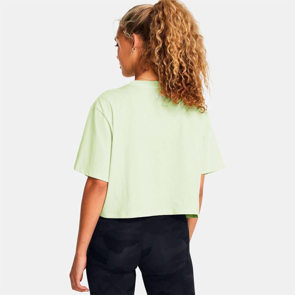 Under Armour Womens Boxy Crop Logo Short Sleeve T Shirt, Retro Green - size M