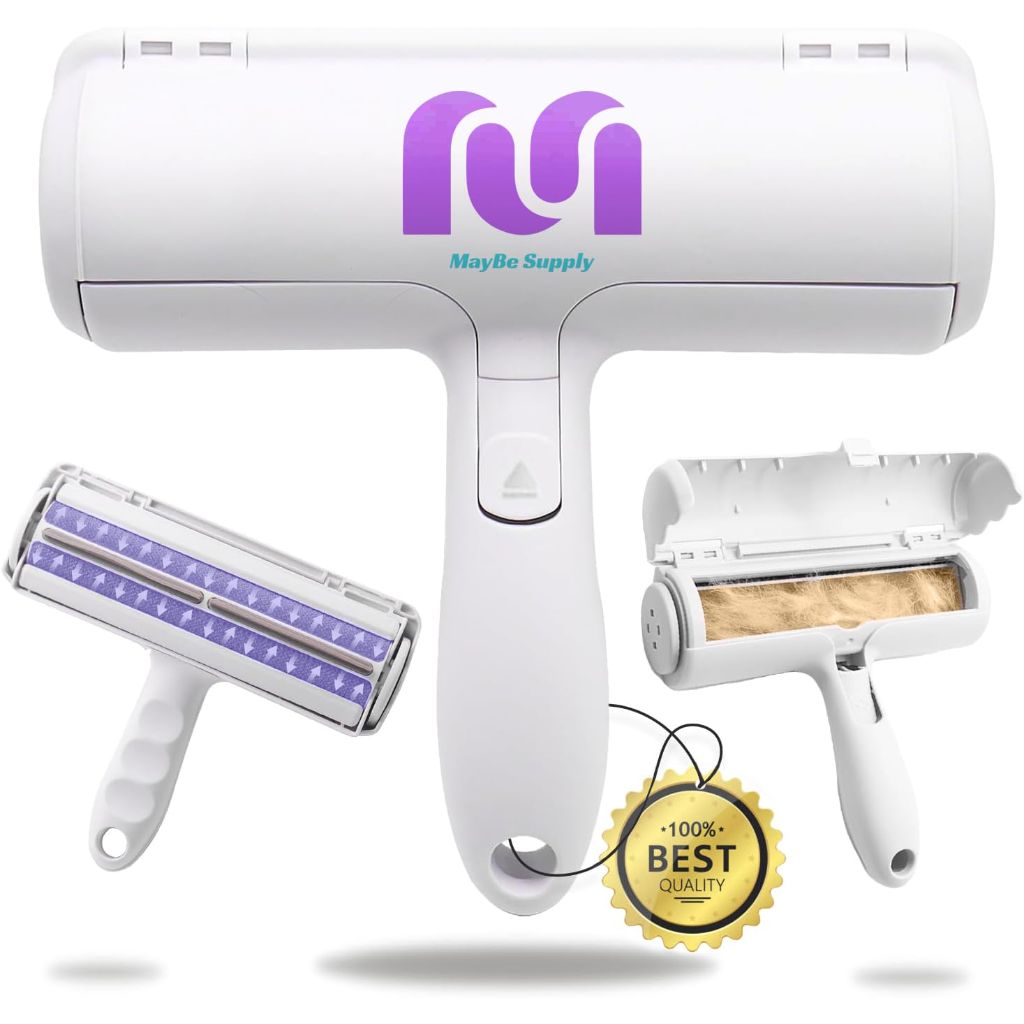 MayBe Supply Pet Hair Remover and Reusable Lint Roller - Portable, Multi-Surface Fur Removal Tool
