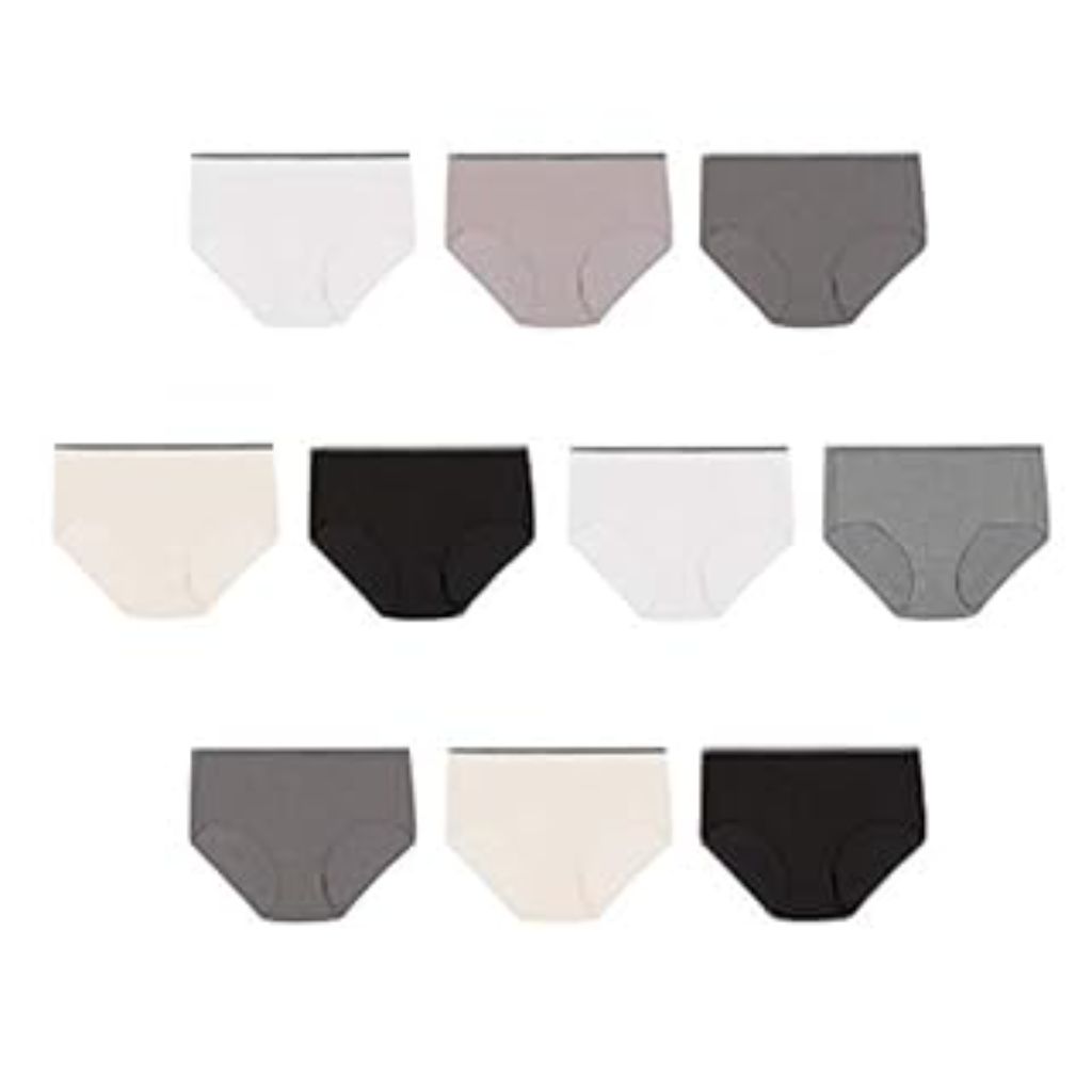 Hanes Women's Moisture-Wicking Stretch Cotton Smoothing Underwear - Size 8 (10 Pair)