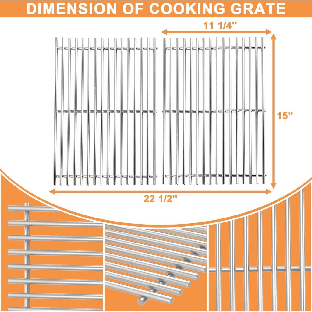 Replacement Grill Grates for Weber Spirit Grill 200 Series w/Side Knobs E200, S200, E210, S210, Spirit 500 2 Burner Grills