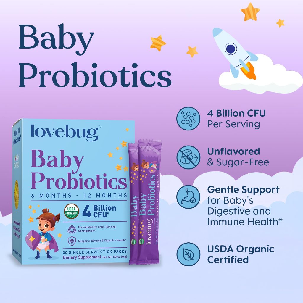 LOVEBUG Award Winning USDA Organic Probiotic for Babies  | 30 Packets
