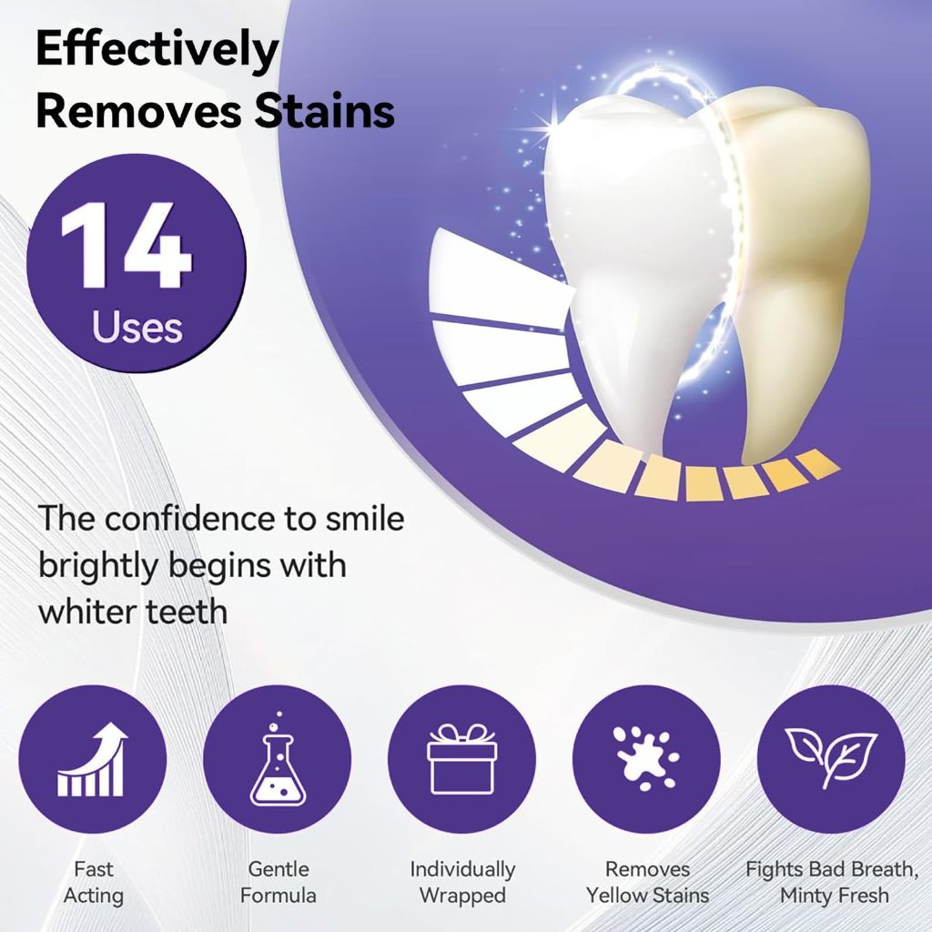 Gentle Daily Purple Teeth Whitening Strips – (14 Strips)