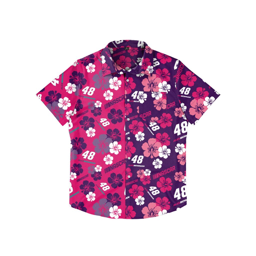 SZ XL, FOCO NASCAR William Bryon Mens Split Color Floral Button Up
