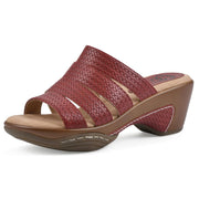 WHITE MOUNTAIN Women's Valora Strappy Clog Sandal, Red/Woven, 11 W