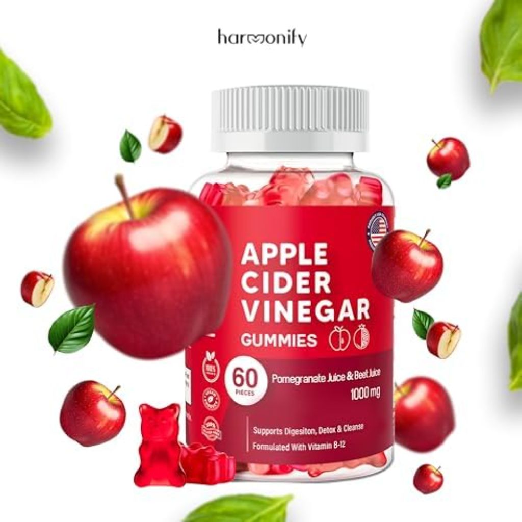 Apple Cider Vinegar Gummies with Pomegranate Beet Juice and Vitamin B12 - 60ct