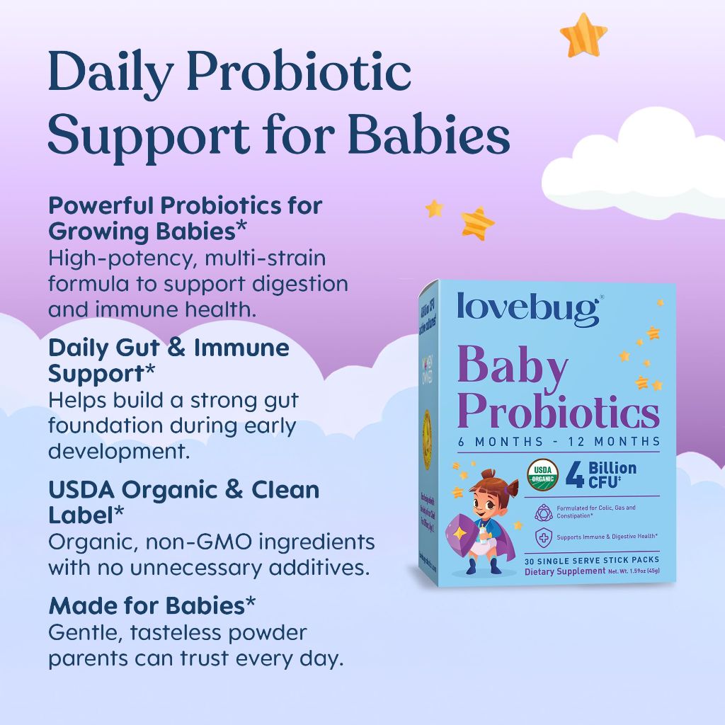 LOVEBUG Award Winning USDA Organic Probiotic for Babies  | 30 Packets