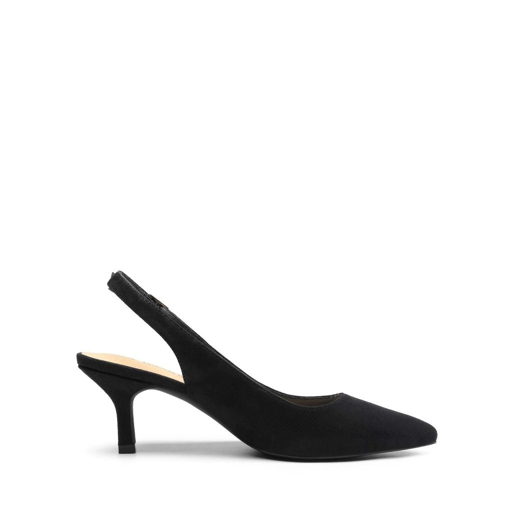 Dream Pairs Women's Kitten Heel Slingback Pointed Toe Pumps Shoes - Black Suede, Size 6