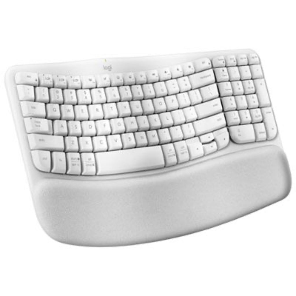 Logitech Wave Keys Wireless Ergonomic Keyboard with Cushioned Palm Rest, Comfortable Natural Typing, Easy-Switch, Bluetooth, Logi Bolt Receiver,