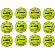 Champion Sports 11" Synthetic Leather Cover Softballs - Cork Core - Medium Compression - NFHS Approved - Raised Seams - Optic Yellow - Pack of 12