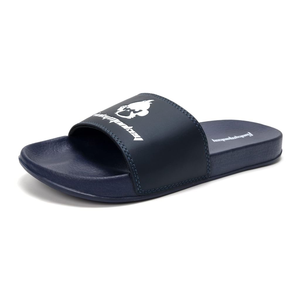 FUNKYMONKEY Slides for Men, Indoor & Outdoor Comfort Casual Sandals (8 M US, Navy)