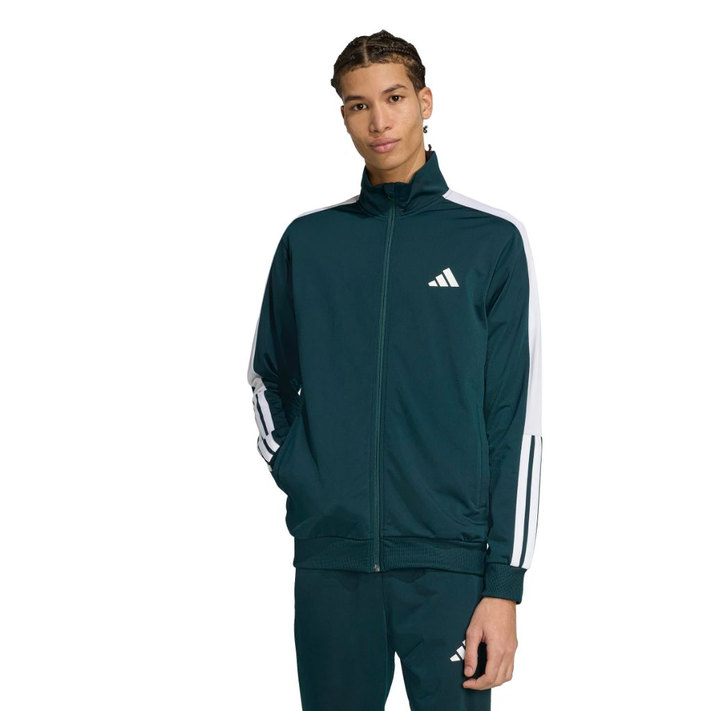 SZ S, Adidas Men's 3-Stripes Tricot Colorblock Track Top, Aurora Ivy/White