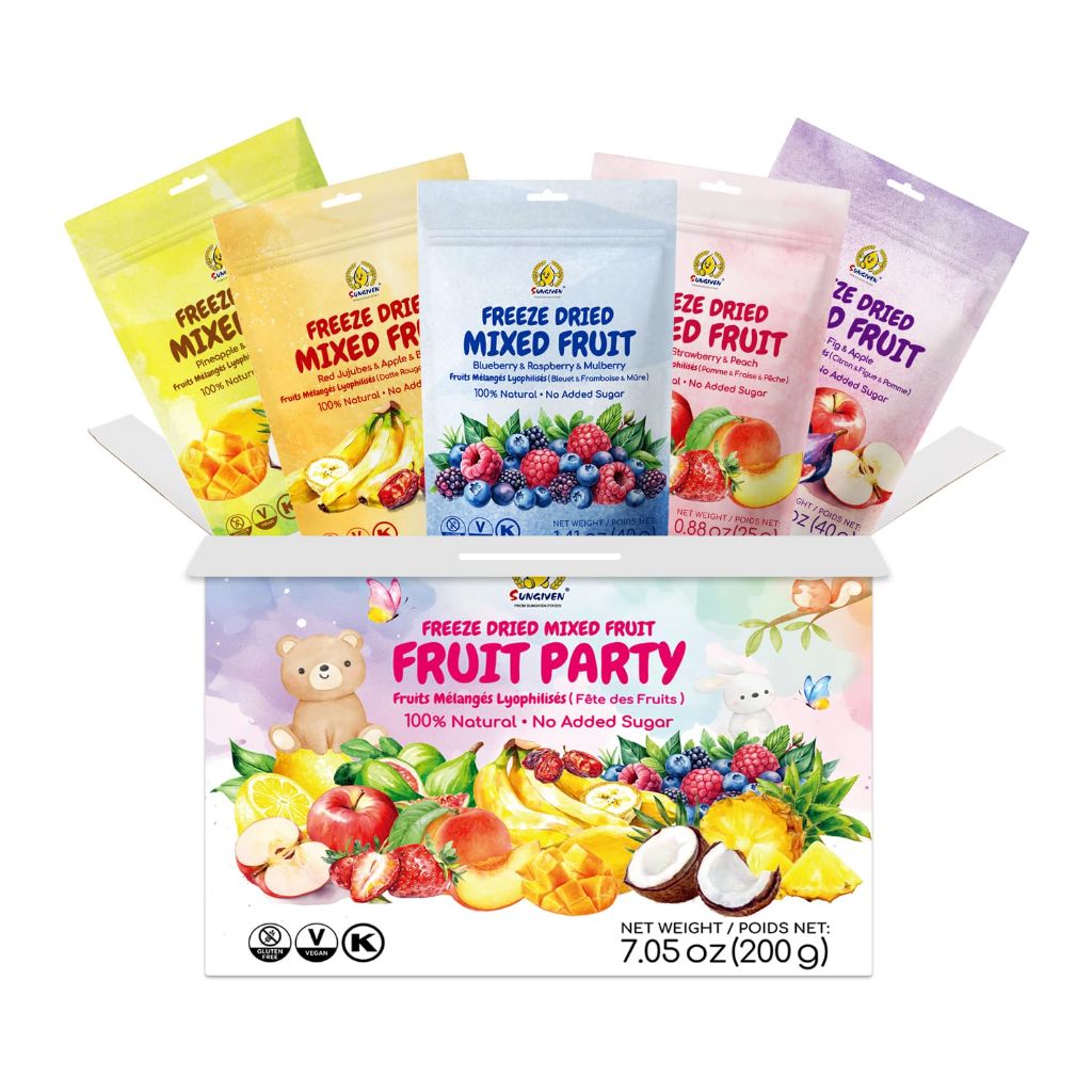 SUNGIVEN Freeze-Dried Fruit Party with 10+ Fruits - 7.06oz (5ct.)
