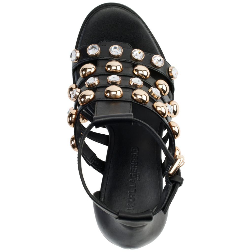 SZ 6M, KARL LAGERFELD PARIS womens Shoe BREXTON - T STRAP SA | BLACK