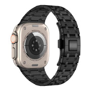 IBazal - Stainless Steel Metal Butterfly Clasp Apple Watch Replacement Strap - Black 42/44/45/49