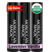 Moroccan Magic Organic Lavender Vanilla Lip Balm 3 Pack | Ultra-Hydrating Argan & Essential Oil Lip Moisturizer + Vitamin E