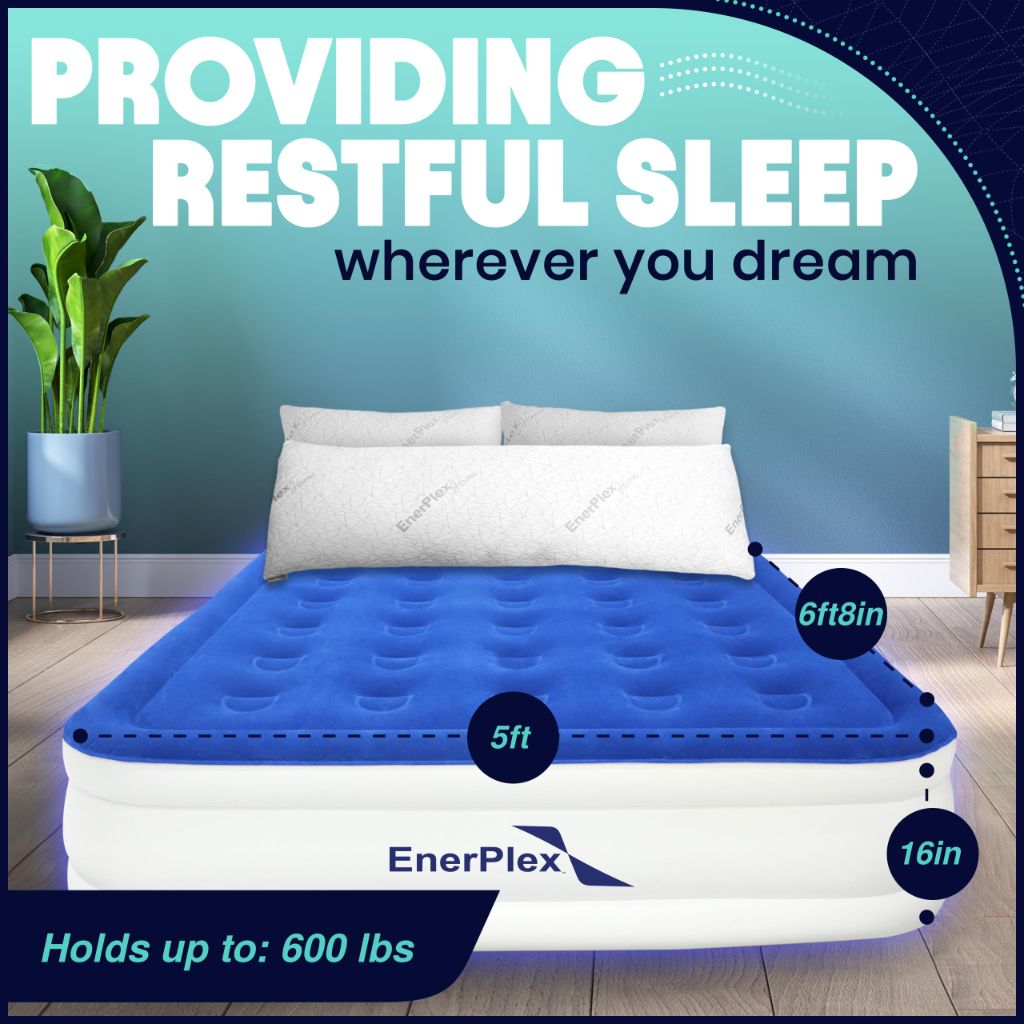 EnerPlex Queen 16" Inch Double Height Air Mattress with Built-in Pump